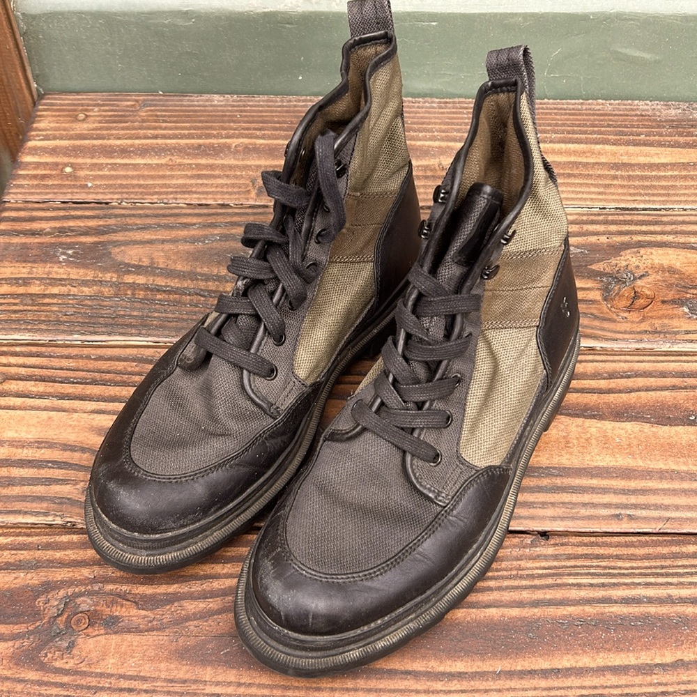Men’s FRYE combat boot green canvas size 9